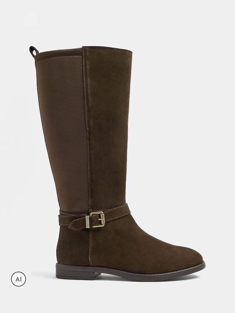 Evans Suede Buckle Knee High Riding Boots - 4의 이미지 1