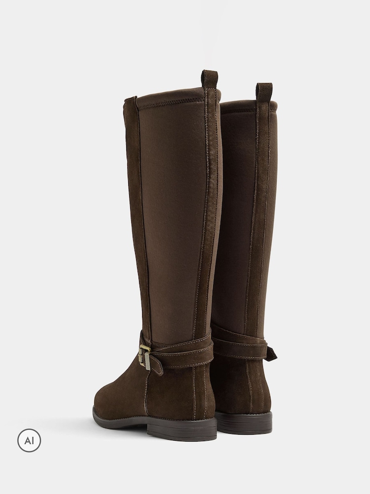 Evans Suede Buckle Knee High Riding Boots - 4의 이미지 2