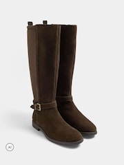 Evans Suede Buckle Knee High Riding Boots - 4의 이미지 3