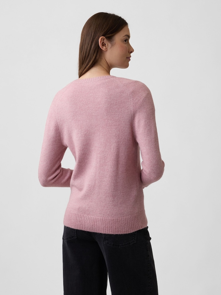 Gap Light Mauve Relaxed Lightweight V-Neck Jumper - Image 2 of 5 Gap Light Mauve Relaxed Lightweight V-Neck Jumper - Image 2 of 5