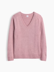 Gap Light Mauve Relaxed Lightweight V-Neck Jumper - Image 4 of 5