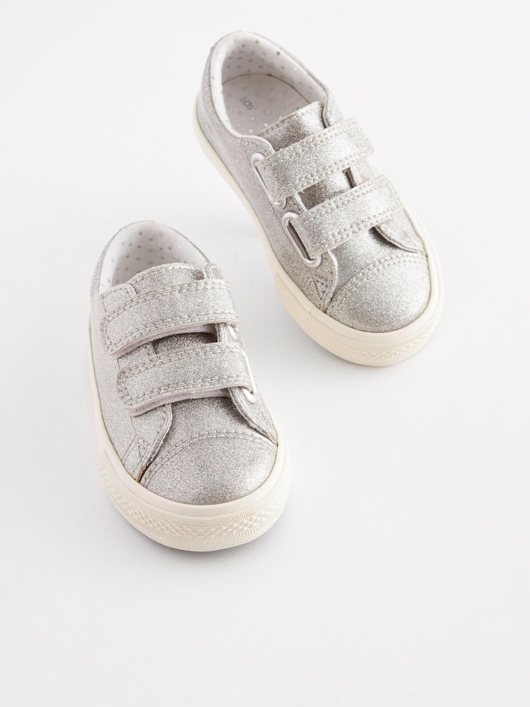 Silver Glitter Standard Fit (F) Trainers - Image 1 of 6