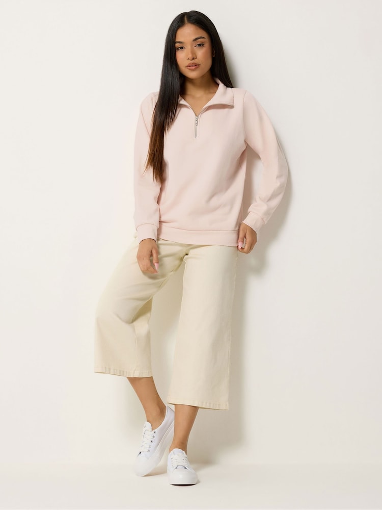 M&Co Pink Petite Half Placket Sweatshirt - Image 2 of 5 M&Co Pink Petite Half Placket Sweatshirt - Image 2 of 5