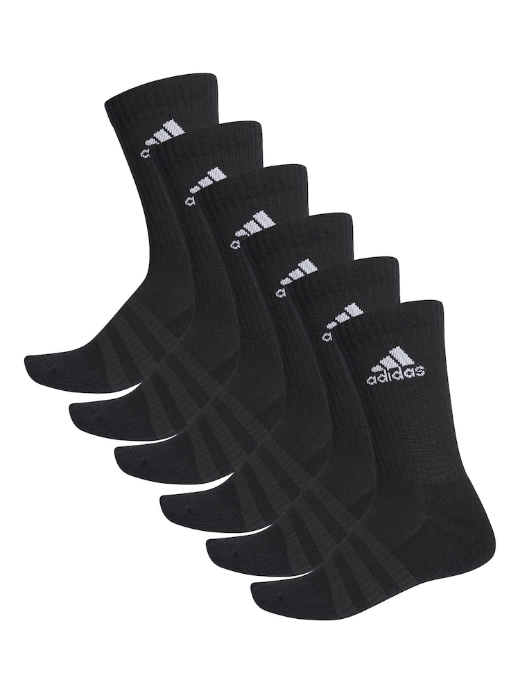 adidas Black Cushioned Crew Socks 6 Pairs - Image 2 of 3