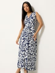M&Co Blue Petite Sleeveless Twist Flower Maxi Dress - Image 2 of 5