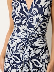 M&Co Blue Petite Sleeveless Twist Flower Maxi Dress - Image 4 of 5