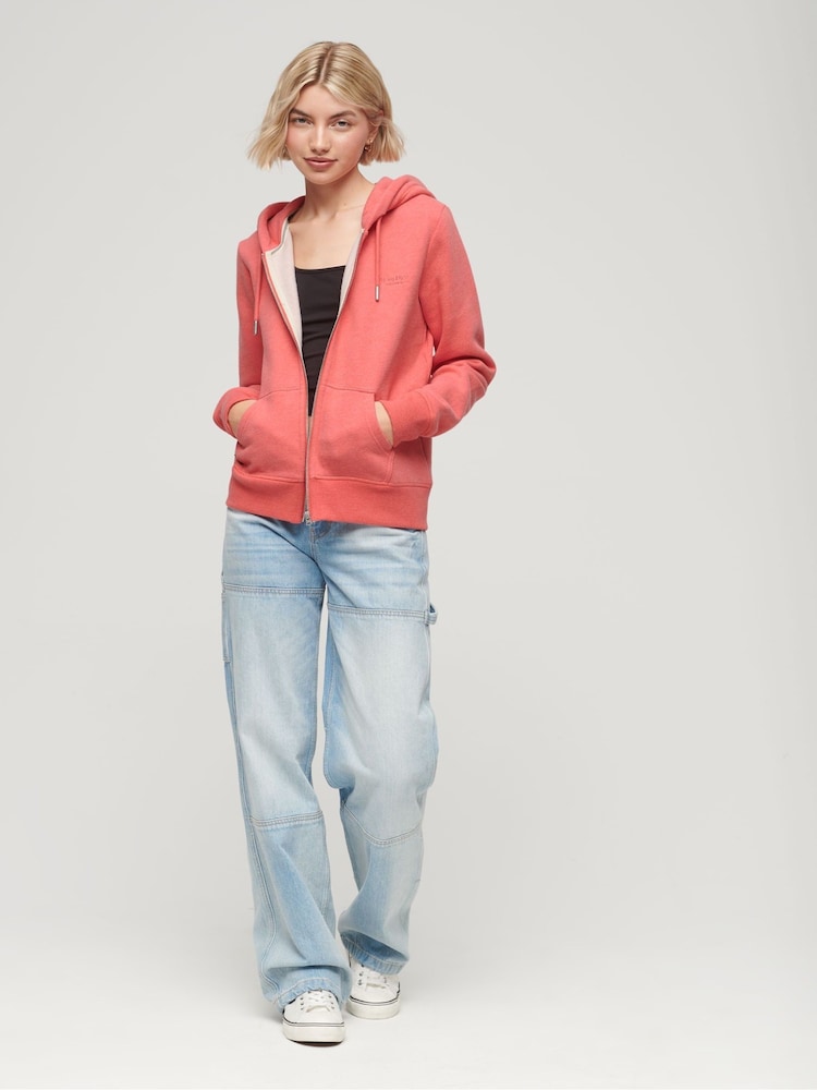 Superdry Orange Essential Logo Zip Hoodie - Image 1 of 6