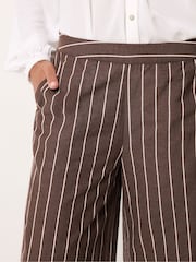 M&Co Brown Linen Blend Wide Leg Trousers - Image 4 of 5