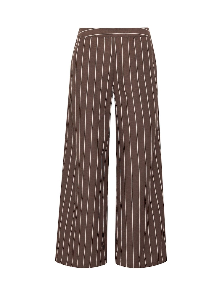 M&Co Brown Linen Blend Wide Leg Trousers - Image 5 of 5