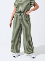 Yours Curve Green Limited Two Way Stripe Trousers - Image 2 of 5