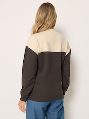 Long Tall Sally Brown Colour Block Half Zip Sweatshirt - Image 3 of 5