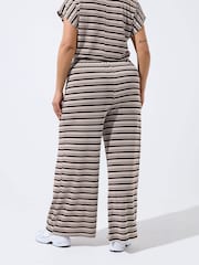 Yours Curve Brown Limited Stripe Tie Trousers - Image 3 of 5