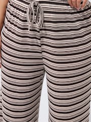 Yours Curve Brown Limited Stripe Tie Trousers - Image 4 of 5