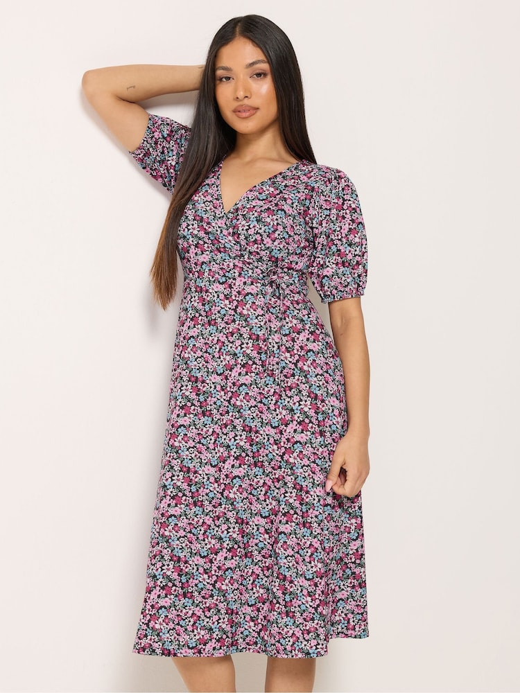 M&Co Green Petite Midi Wrap Dress - Image 1 of 5 M&Co Green Petite Midi Wrap Dress - Image 1 of 5