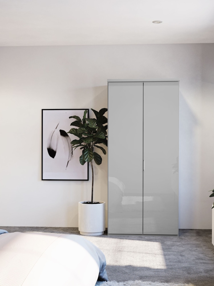 Wiemann Peyton Grey Glass Semi Fitted Double Wardrobe - Image 1 of 7