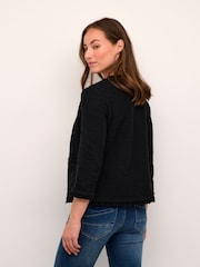 Cream Mellie Black Open Front 3/4 Sleeve Cardigan - Image 2 of 6