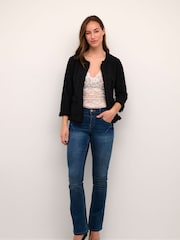 Cream Mellie Black Open Front 3/4 Sleeve Cardigan - Image 3 of 6