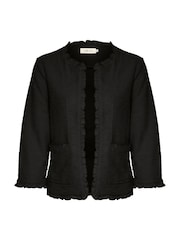 Cream Mellie Black Open Front 3/4 Sleeve Cardigan - Image 5 of 6