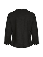 Cream Mellie Black Open Front 3/4 Sleeve Cardigan - Image 6 of 6
