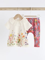 Coral Pink Baby Top And Leggings Set - Image 1 of 12