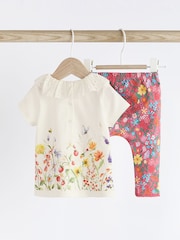 Coral Pink Baby Top And Leggings Set - Image 2 of 12