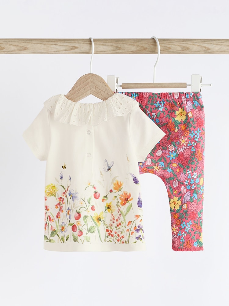 Coral Pink Baby Top And Leggings Set - Image 2 of 12