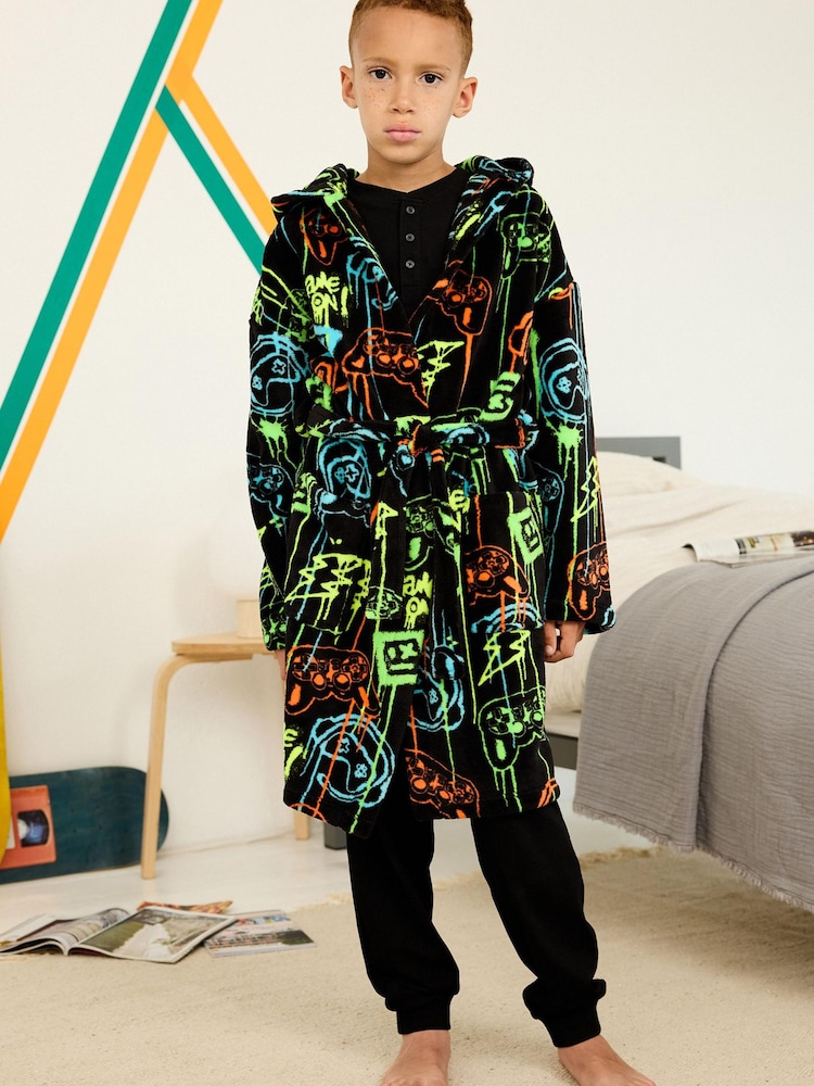 Multi Gamer Fleece Dressing Gown (3-16yrs) - Image 1 of 3
