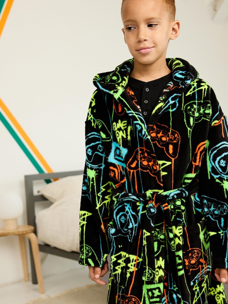 Multi Gamer Fleece Dressing Gown (3-16yrs) - Image 3 of 3