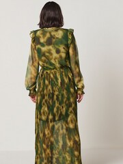 Green Long Sleeve Chiffon Maxi Dress - Image 3 of 7