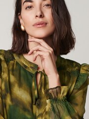 Green Long Sleeve Chiffon Maxi Dress - Image 4 of 7
