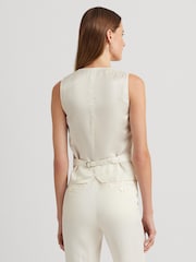 Lauren Ralph Lauren Cream Drewty Linen Blend Twill Waistcoat Vest - Image 3 of 11