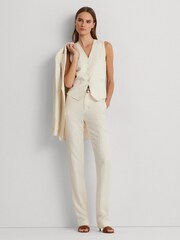 Lauren Ralph Lauren Cream Drewty Linen Blend Twill Waistcoat Vest - Image 4 of 11