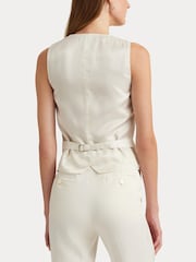 Lauren Ralph Lauren Cream Drewty Linen Blend Twill Waistcoat Vest - Image 7 of 11