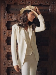 Lauren Ralph Lauren Cream Drewty Linen Blend Twill Waistcoat Vest - Image 9 of 11