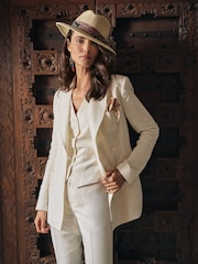 Lauren Ralph Lauren Cream Drewty Linen Blend Twill Waistcoat Vest - Image 10 of 11