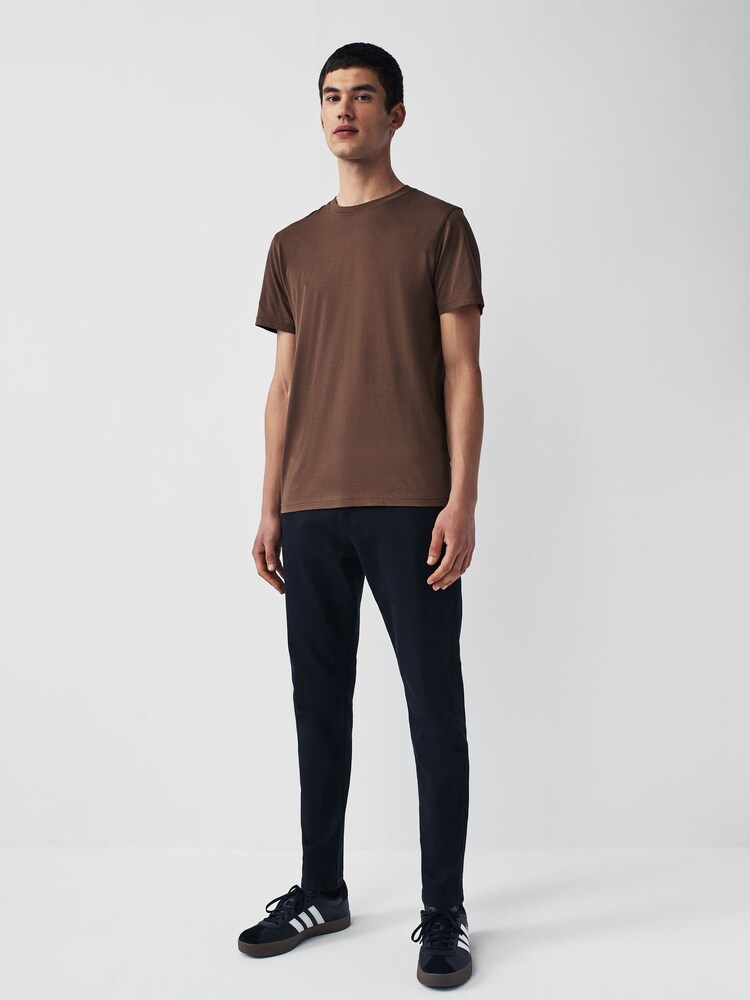 Brown Mid Chocolate Regular Fit Essential Crew Neck T-Shirt - Image 2 of 7