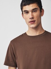 Brown Mid Chocolate Regular Fit Essential Crew Neck T-Shirt - Image 4 of 7