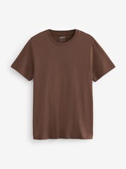 Brown Mid Chocolate Regular Fit Essential Crew Neck T-Shirt - Image 5 of 7