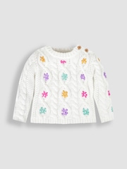 JoJo Maman Bébé Cream 100% Cotton Jumper - Image 4 of 6