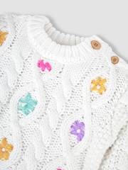 JoJo Maman Bébé Cream 100% Cotton Jumper - Image 5 of 6