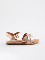 Rose Gold Standard Fit (F) Leather Woven Sandals - Image 2 of 5