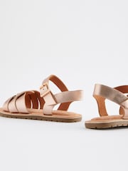 Rose Gold Standard Fit (F) Leather Woven Sandals - Image 3 of 5