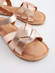 Rose Gold Standard Fit (F) Leather Woven Sandals - Image 4 of 5