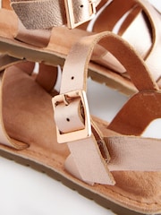 Rose Gold Standard Fit (F) Leather Woven Sandals - Image 5 of 5