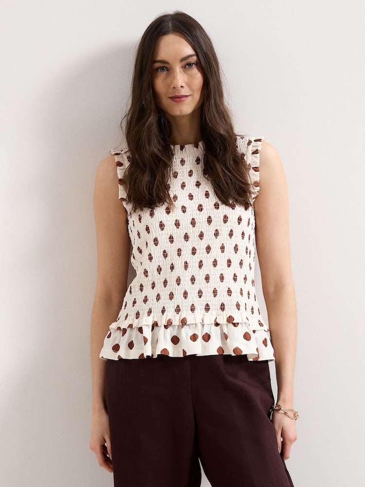 Phase Eight Cream Lenora Spot Top - Image 1 of 7 Phase Eight Cream Lenora Spot Top - Image 1 of 7