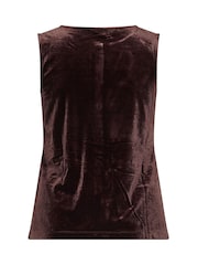 Yours Curve Brown Velvet Longline Waistcoat - Image 6 of 6