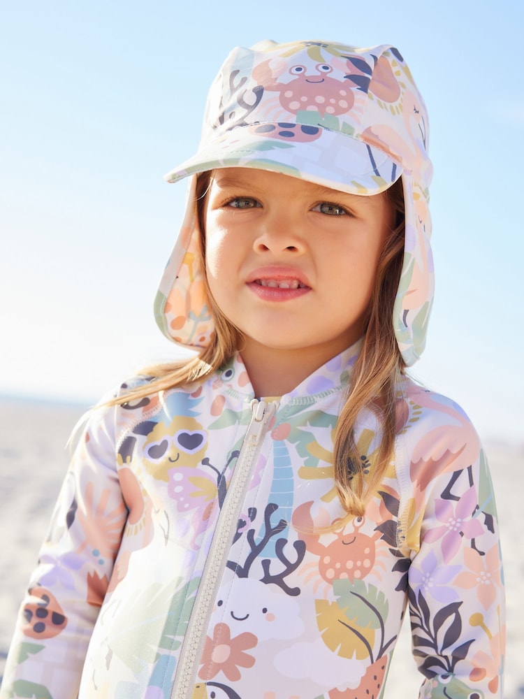 Orange Scandi Animals Swim Legionnaire Hat (3mths-10yrs) - Image 1 of 5 Orange Scandi Animals Swim Legionnaire Hat (3mths-10yrs) - Image 1 of 5