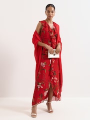 Phase Eight Red Mae Floral Maxi Dress - Image 6 of 7