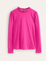 Boden Dark Pink Supersoft Frill Detail Top - Image 5 of 5