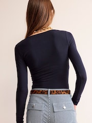 Boden Blue Double Layer Scoop Neck Long Sleeve T-Shirt - Image 2 of 5